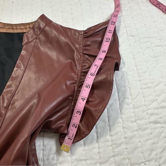 Entro Gliding Along Charlene Dress Chocolate Faux Leather Tiered Dress - Picture 11 of 16